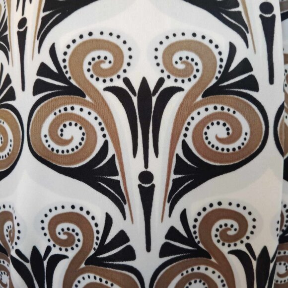 IODICE Brazilian Silky Halter Dress Geometric Tan White Black  Size Small  EUC - Picture 2 of 8